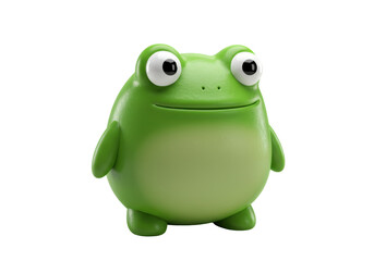 Isolated Cute 3D Green Frog Character with Big Eyes, Ideal for Nature and Children's Content
