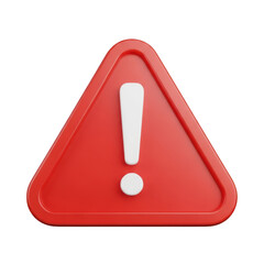 3d exclamation mark warning sign isolated on transparent background