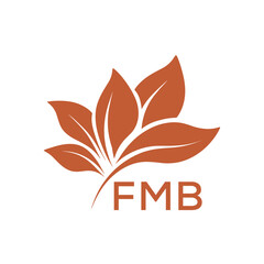 FMB Elegant Minimal Leaf Logo Design, FMB Later Logo, Botanical Nature Logo with Text, Clean Botanical Logo Design, Abstract Nature Brand Icon. 
