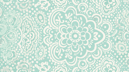 Floral pattern with white flowers and dots on a light blue background creates a vintage feel design