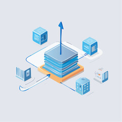 Business Analytics Line Art &ndash; Arrow Connections Between Charts and Graphs