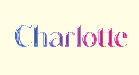 Charlotte name. Golden Name illustration. Colorful gradient graphic vector typography with removable background. 3D Separate european french name.