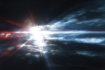 Fototapeta premium Radiant sunburst through stormy clouds