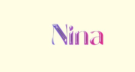 Nina name. Golden Name illustration. Colorful gradient graphic vector typography with removable background. 3D Separate european french name.