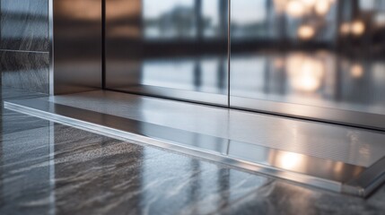 Sleek Elevator Threshold: Modern Architecture Detail