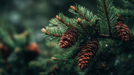 Serene Forest: Pine Cones and Dew Drops