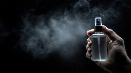 Hand Holding a Spray Bottle with Mist
