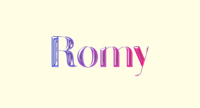 Romy name. Golden Name illustration. Colorful gradient graphic vector typography with removable background. 3D Separate european french name.