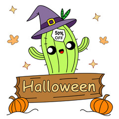 Cactus wearing a colorful Mexican sombrero with fun cartoon style design