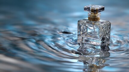 Elegant Perfume Bottle on Water