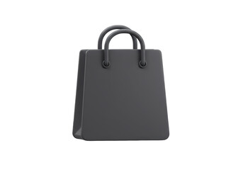 Isolated Minimalist Grey Shopping Bag with Handles for Retail and Commerce