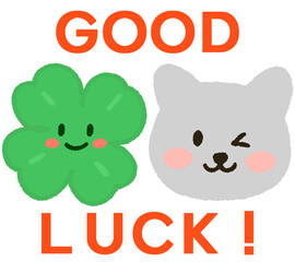 Good Luck 귀여운 고양이 캐릭터 스티커