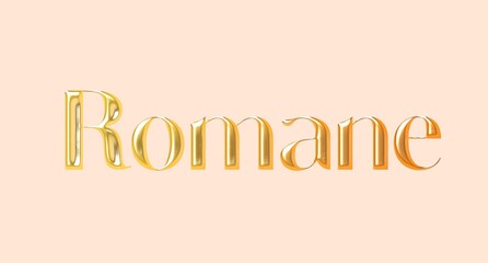 Romane name. Golden Name illustration. Colorful gradient graphic vector typography with removable background. 3D Separate european french name.