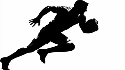 Silhouette of a football player running with the ball