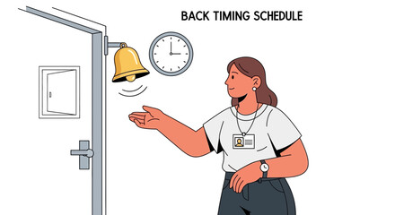 Visualizing Workplace Rhythms Depicting Time Management with Clock And Doorbell