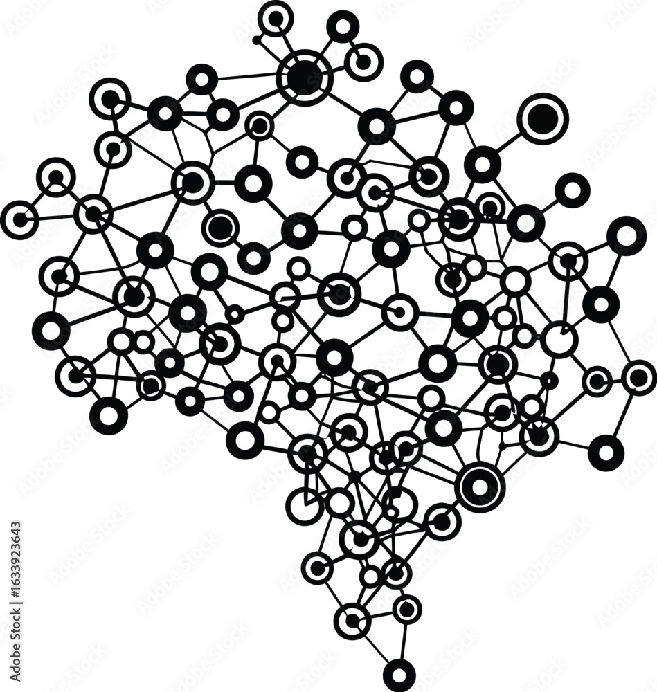Fototapete brain network with interconnected dots and lines, representing artificial intelligence, machine lear