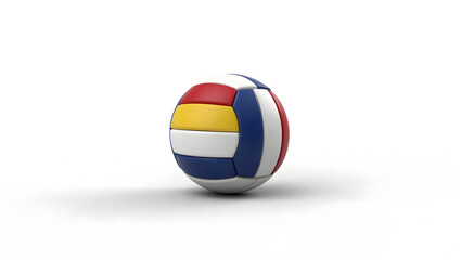 Naklejka premium Sport Equipment Volleyball isolated on white background smooth surface and tri-color panels designed for catalog product shot and minimal sports layout