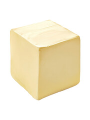 Fototapeta premium A single cube of yellow butter isolated on a transparent background