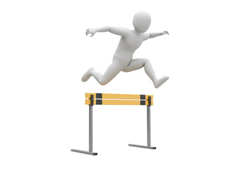 Isolated 3D Render of a Figure Jumping Over a Hurdle