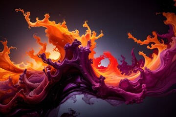 An intense swirl of fluid color waves blending orange and purple. A rich and expressive abstract image suitable for digital projects and visual design