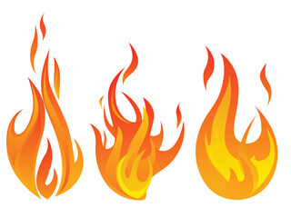 Fire icon collection Fire flame symbol. Bonfire silhouette logotype Flames symbols set flat style stock vector