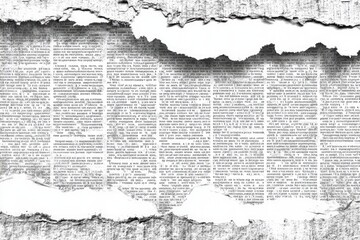 Torn newspaper, grayscale