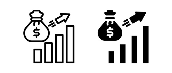 Revenue Growth multiple icon set of two.line and glyph vector illustration