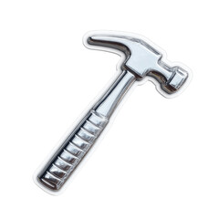 Chrome Hammer Tool on Green Background -