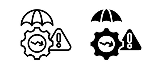 Risk Mitigation multiple icon set of two.line and glyph vector illustration