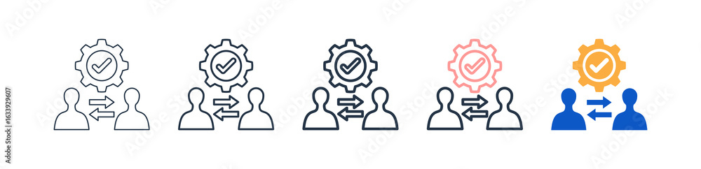 Poster crm different style icons set vector illustration.