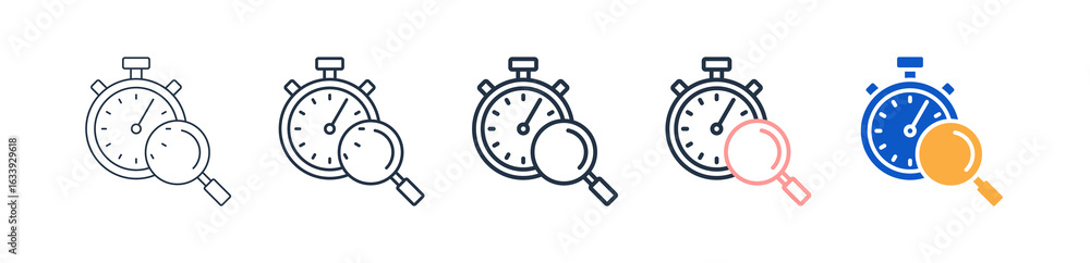 Poster time tracking different style icons set vector illustration.