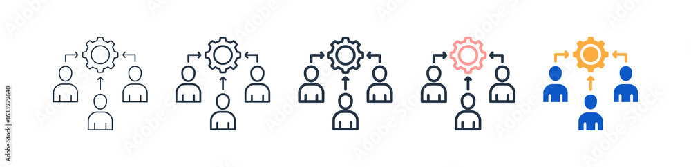 Poster work team different style icons set vector illustration.