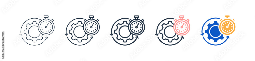 Poster efficiency different style icons set vector illustration.