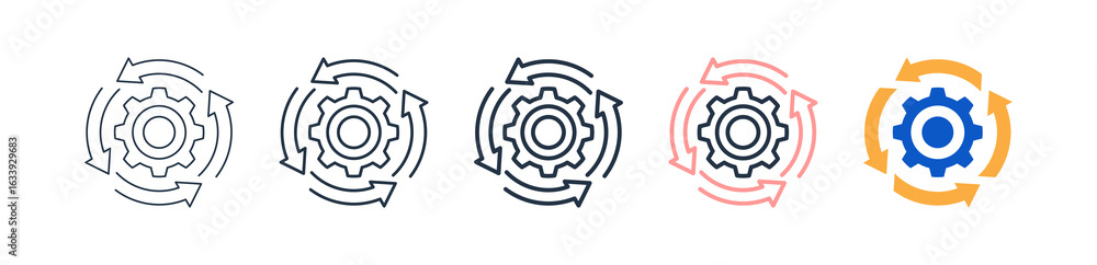 Poster automation different style icons set vector illustration.