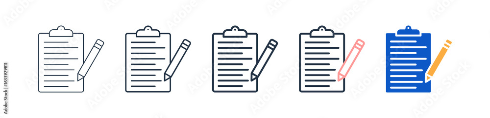 Poster note taking different style icons set vector illustration.