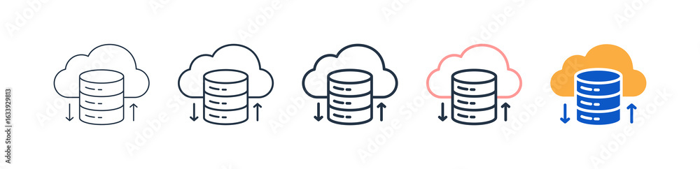 Poster cloud storage different style icons set vector illustration.