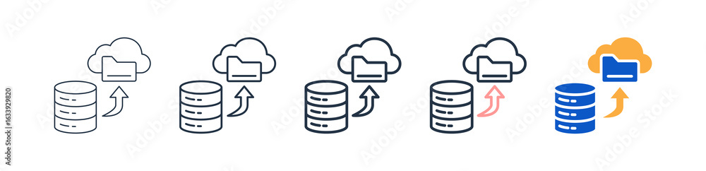 Aufkleber backup different style icons set vector illustration.