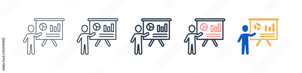 Aufkleber presentation different style icons set vector illustration.