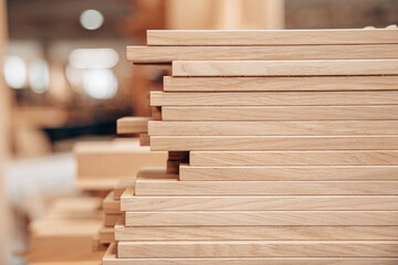 Stacked Wooden Joinery Planks with Precision Slot Cuts