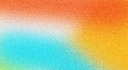 Abstract grainy gradient background with orange green blue yellow red noise texture effect summer...