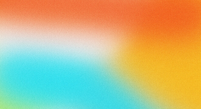 Abstract grainy gradient background with orange green blue yellow red noise texture effect summer poster design