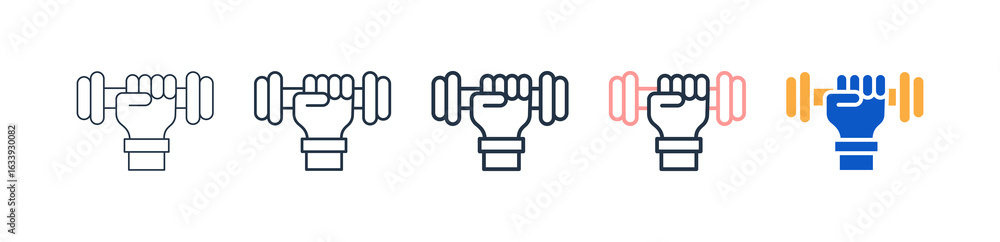 Poster working out different style icons set vector illustration.