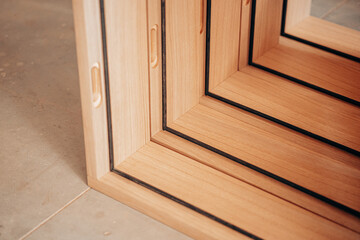 Modern Wooden Slatted Divider in Interior Workshop