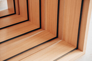 Modern Wooden Slatted Divider in Interior Workshop