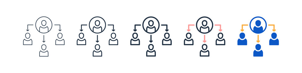Delegate different style icons set vector illustration. 
