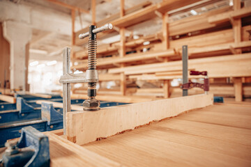 Woodworking Clamp Holding Frame on Workbench