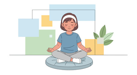 Young Girl Practicing Mindfulness Meditation For Relaxation And Well-Being