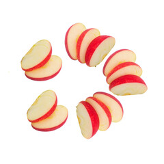 Four Apple Slices Arranged in a Circle on a White
