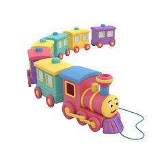 Naklejka premium Adorable toy train with colorful cars for kids playtime and learning development concepts, fun transportation