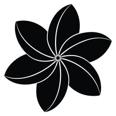 Black abstract flower shape with white outlines on white background bloom blossom